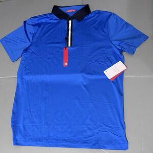 REDVANLY Monroe Mens Marine Blue Athletic Golf Polo Shirt Size L Large NWT $110